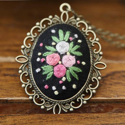 Flower Embroidered Sweater Pendant DIY Kit