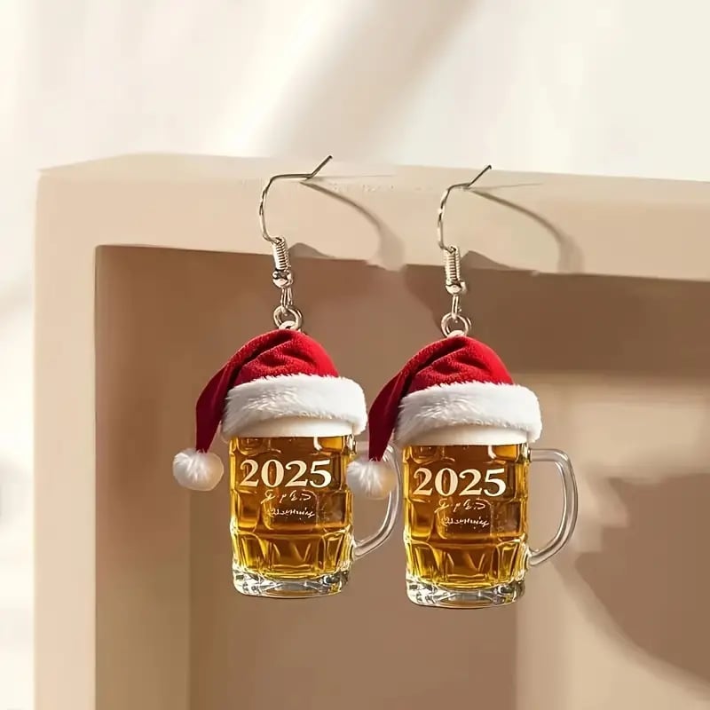🎅🍺2025 Christmas Beer Cup Earrings